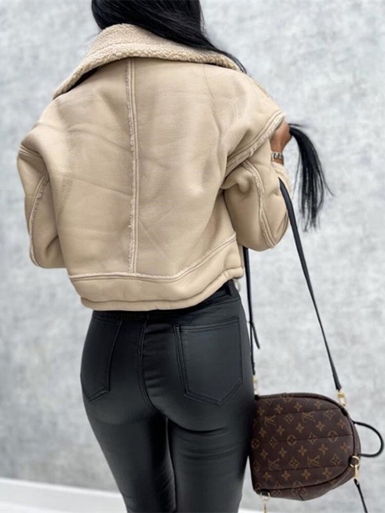 LALUNA® | LEATHER JACKET WITH WOOL