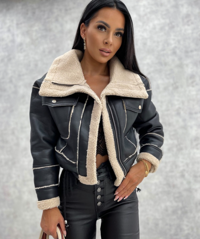 LALUNA® | LEATHER JACKET WITH WOOL