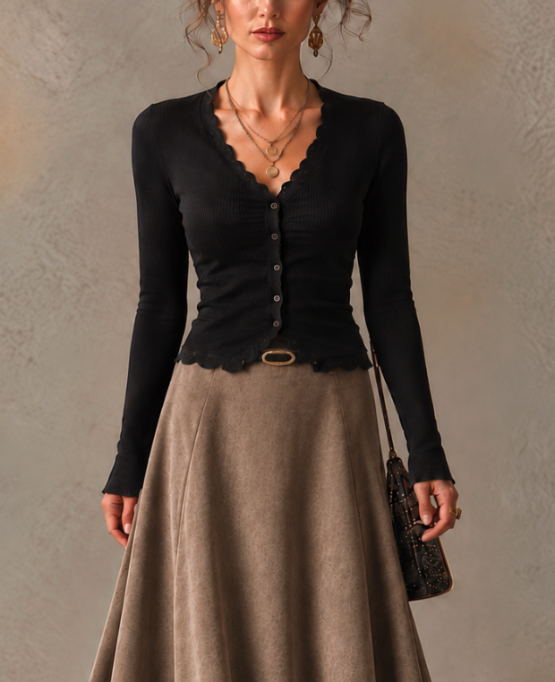 Vera | Lace-Trimmed Maxi Skirt Set