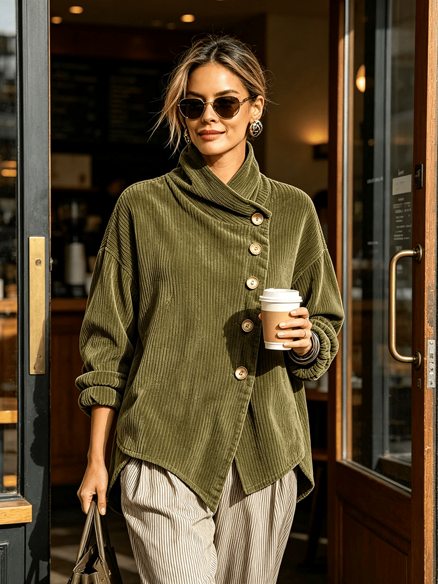 AMBER | Corduroy button-up top - My Store