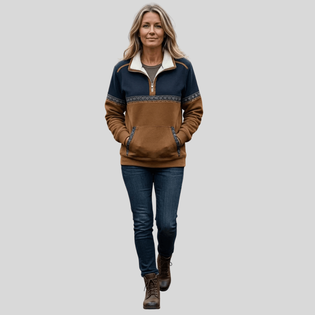 AMELIA | Half-zip pullover with sherpa collar - My Store