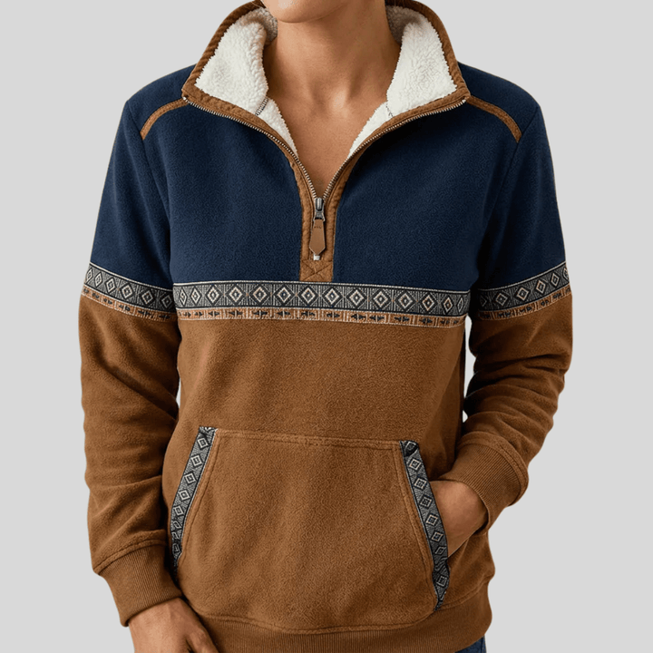 AMELIA | Half-zip pullover with sherpa collar - My Store