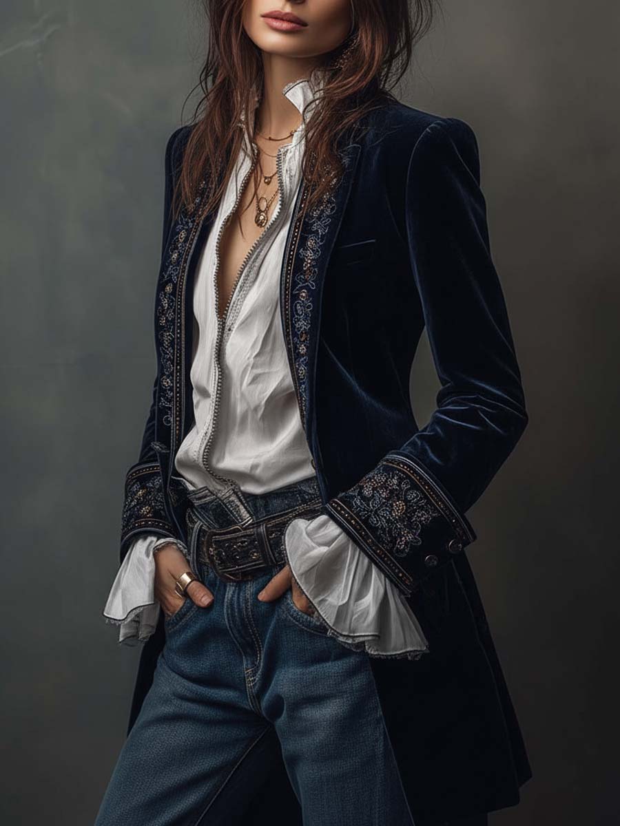Anastasia | Embroidered Longline Jacket - My Store
