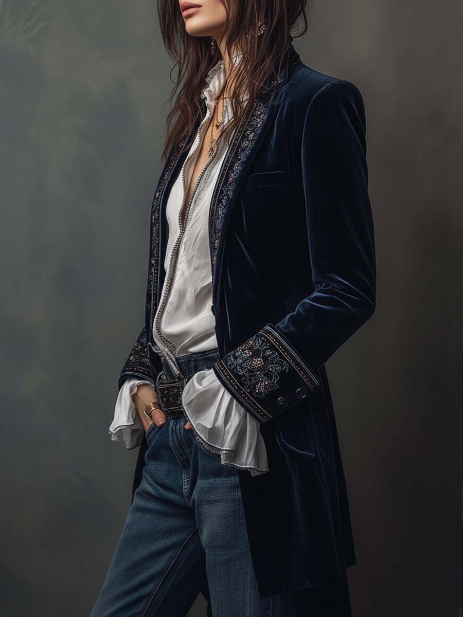 Anastasia | Embroidered Longline Jacket - My Store