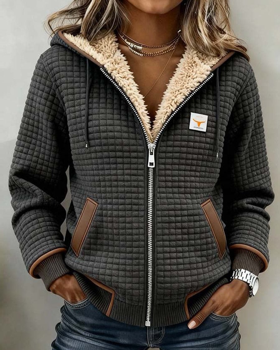 BETH | Sherpa-lined quilted zip-up hooded jacket - My Store