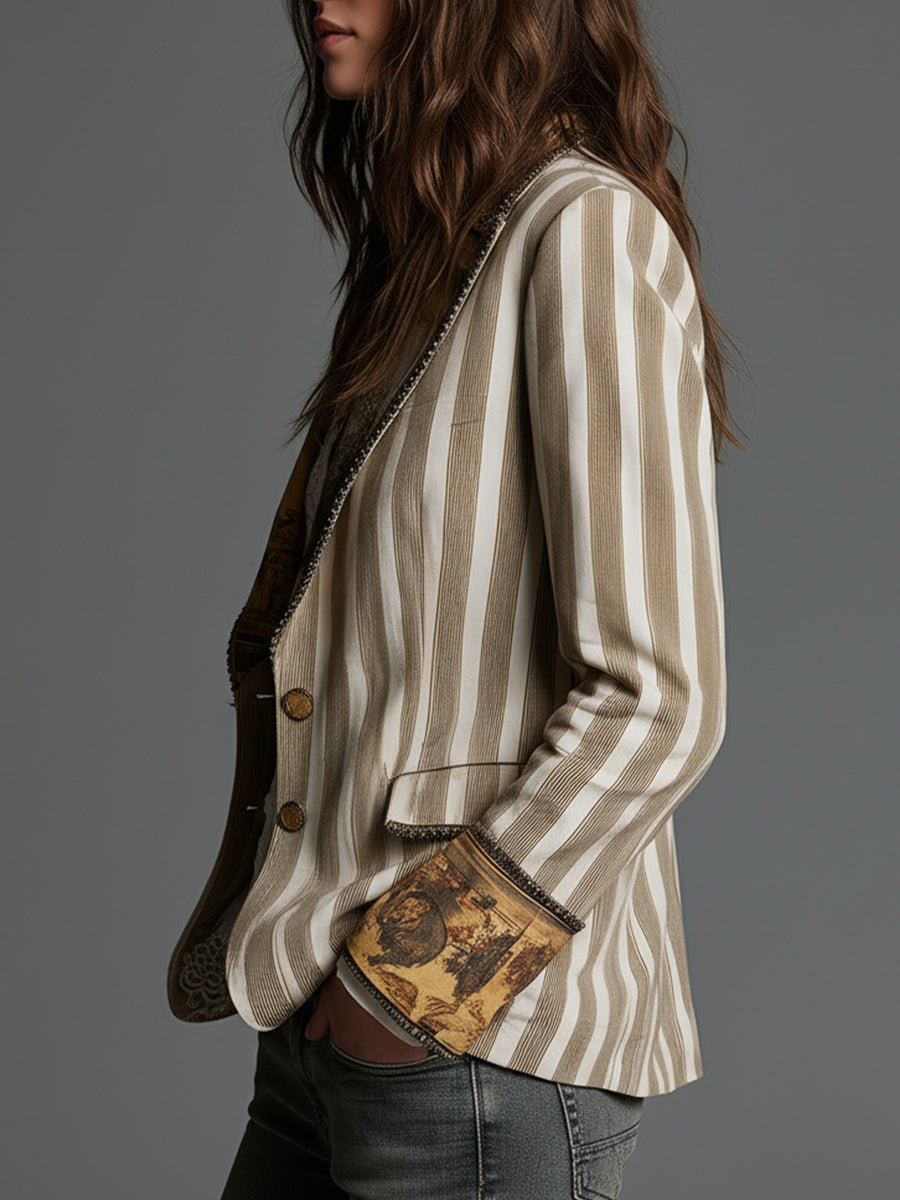 Celine | Artful Striped Lapel Blazer - My Store