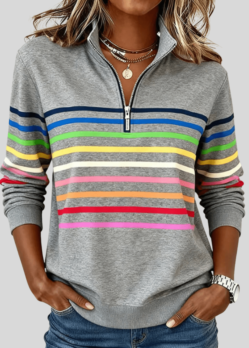 CHARLOTTE | Quarter-zip sweatshirt with multicolor stripes - My Store