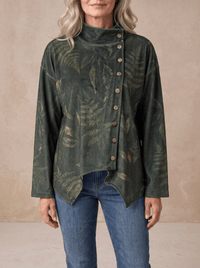 Chloe™ | Velvet Asymmetric Button Tunic