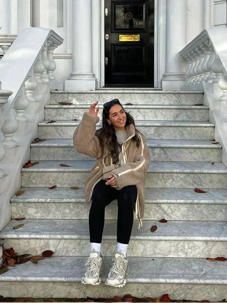 CORA | Oversized teddy jacket with high collar - My Store