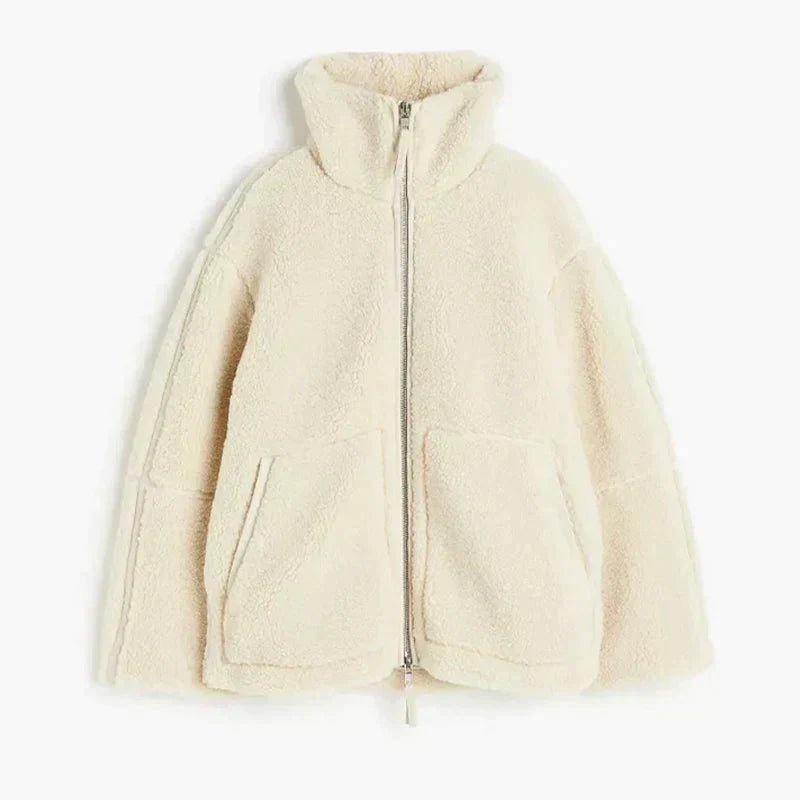 CORA | Oversized teddy jacket with high collar - My Store