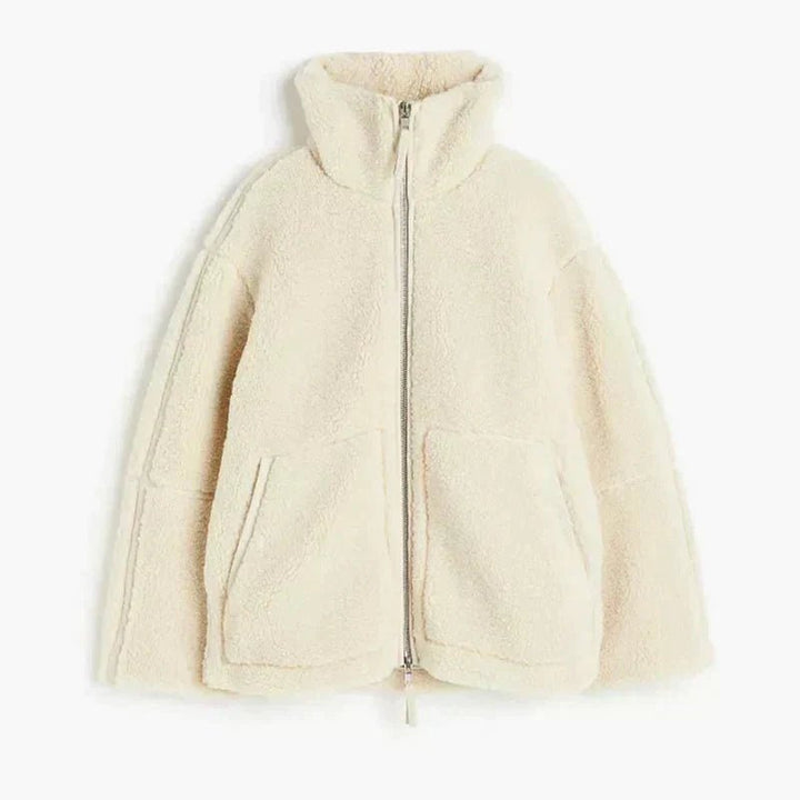 CORA | Oversized teddy jacket with high collar - My Store