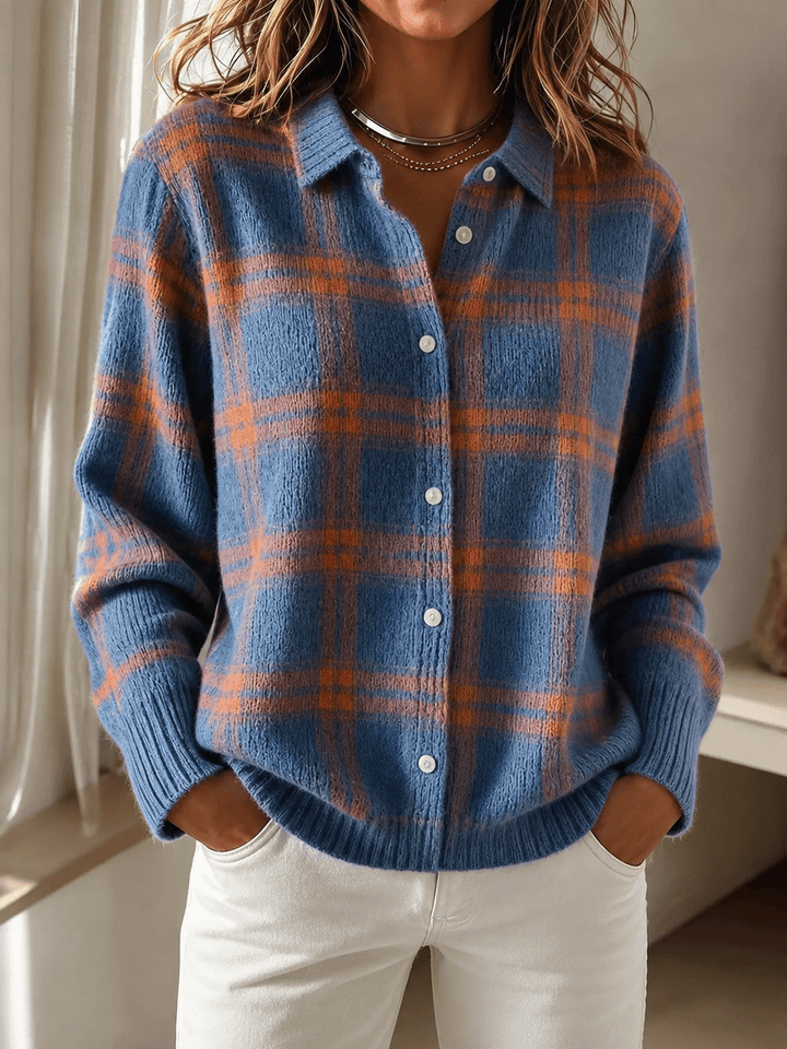 DANA | Plaid knit cardigan - My Store