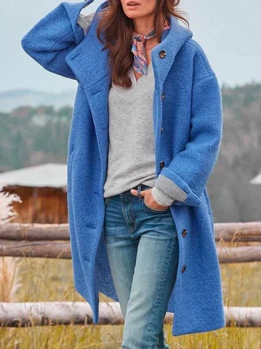 Eleanor | Longline Hooded Button-Front Coat - My Store
