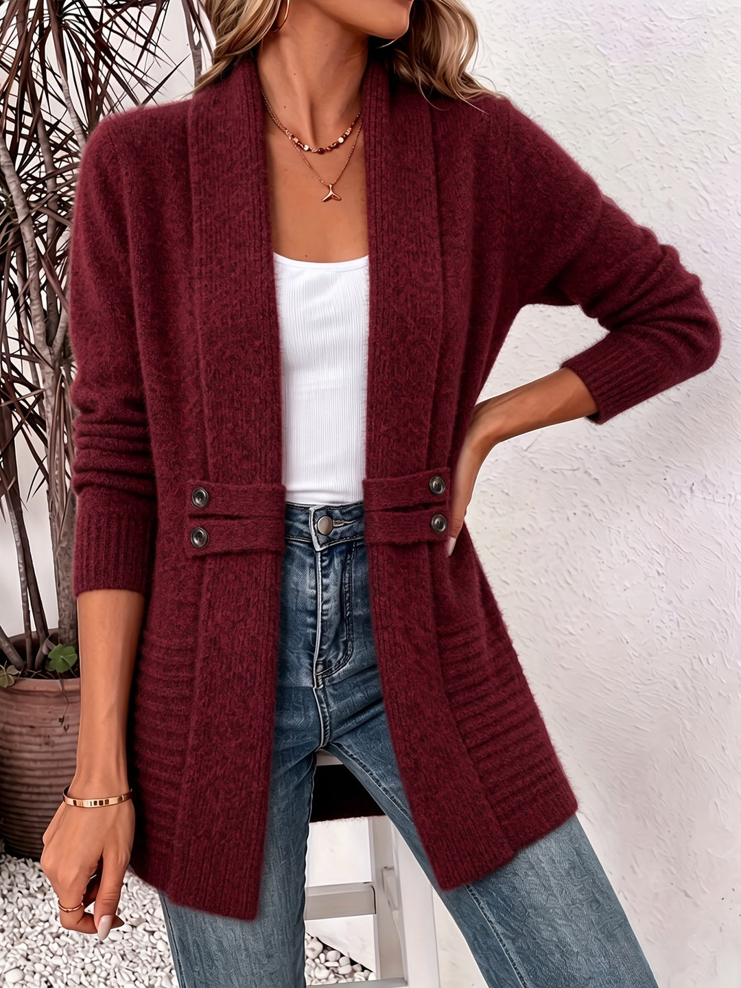 FAITH | Open-front cardigan with seamed waist - My Store