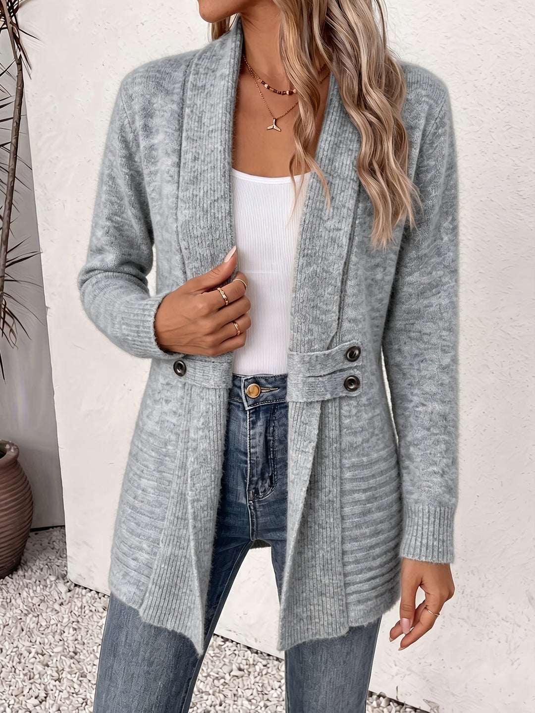 FAITH | Open-front cardigan with seamed waist - My Store