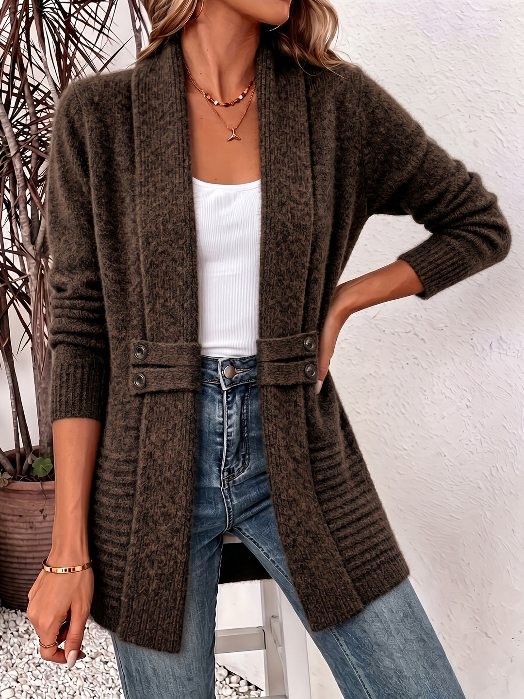 FAITH | Open-front cardigan with seamed waist - My Store