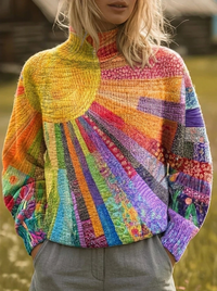 FLORA | High-neck sweater with sunburst print