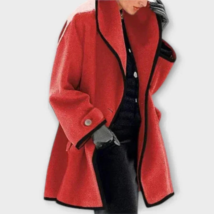 Flora | Oversized Contrast-Trim Coat - My Store