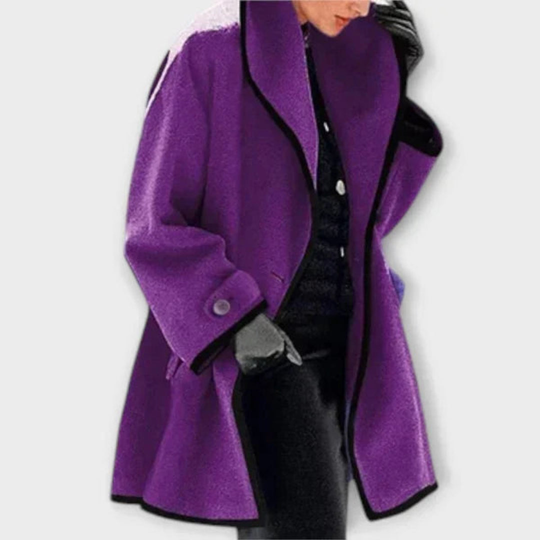 Flora | Oversized Contrast-Trim Coat - My Store