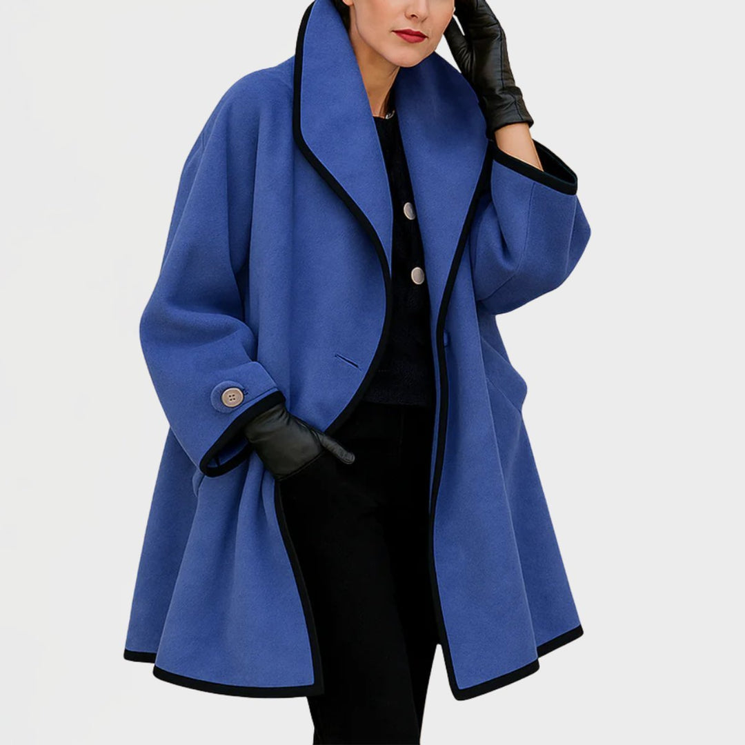 Flora | Oversized Contrast-Trim Coat - My Store