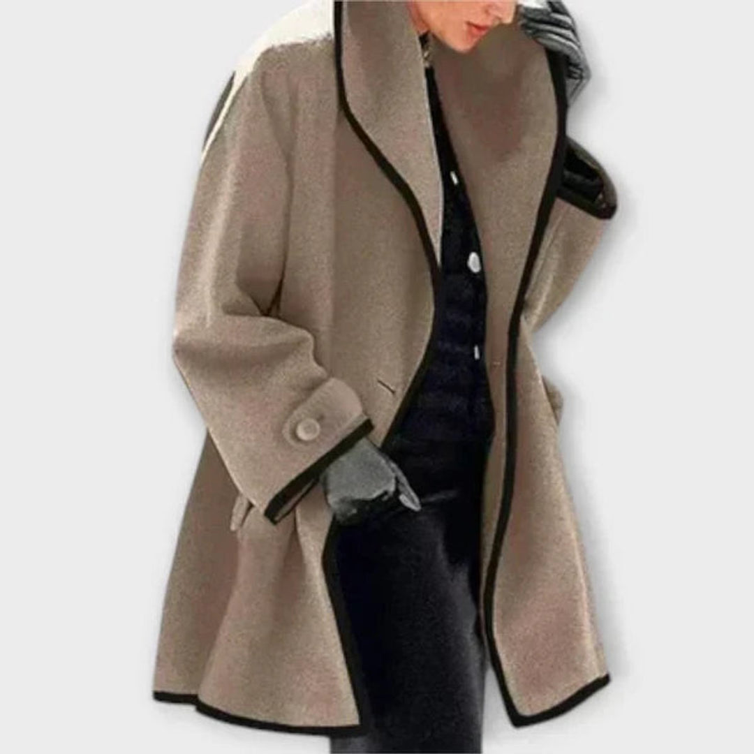 Flora | Oversized Contrast-Trim Coat - My Store