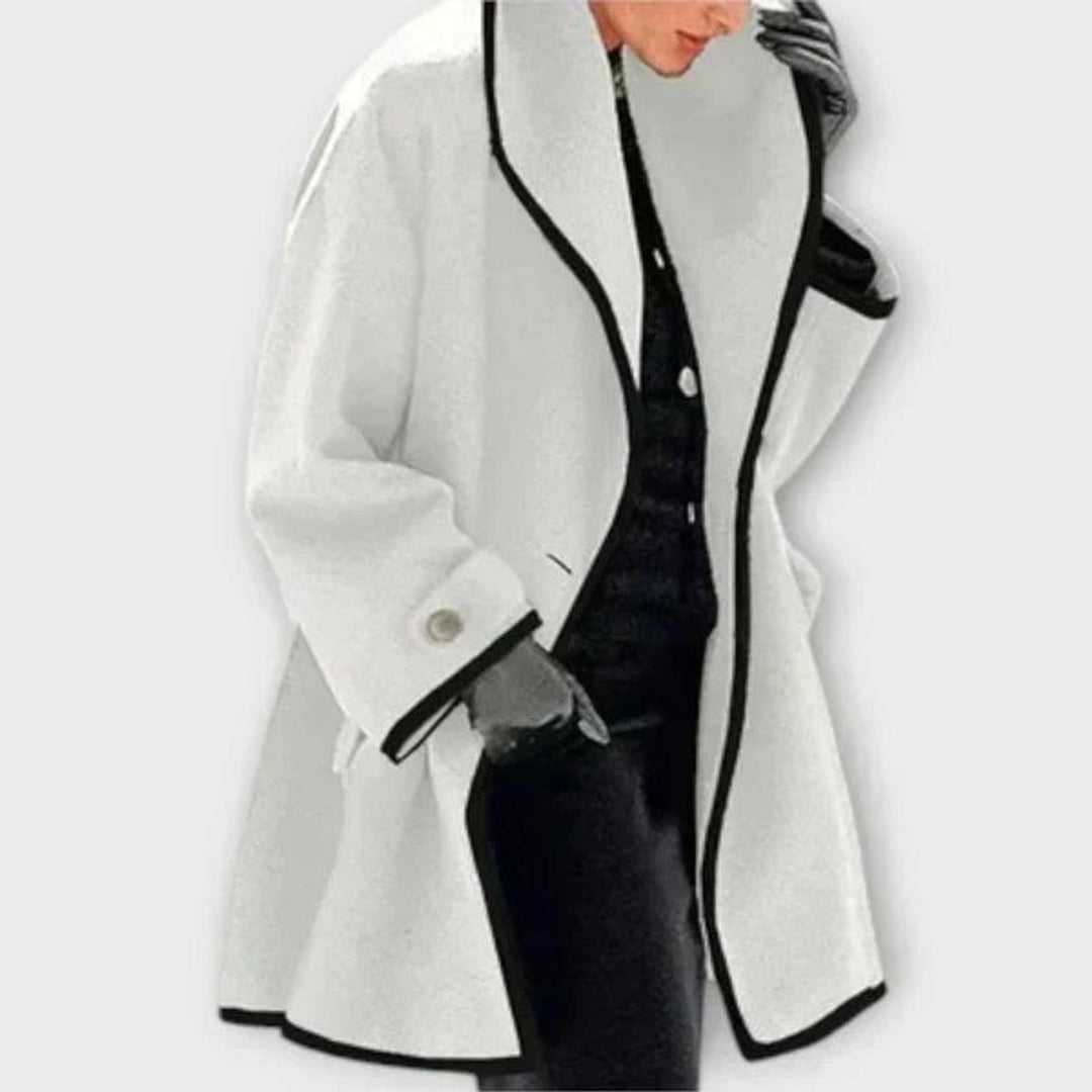 Flora | Oversized Contrast-Trim Coat - My Store