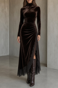 Sienna | Lace & Velvet Asymmetric Dress