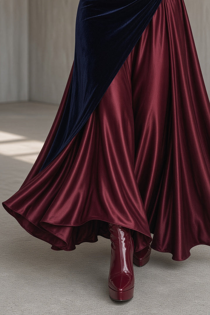 Sarah | High-Neck Velvet Maxi Dress