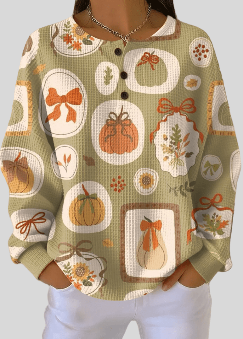 HANNAH | Sweatshirt with pumpkin and bow print - My Store