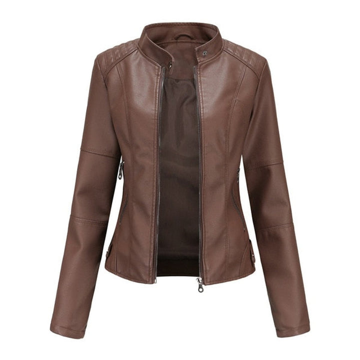Helen | Refined Stand-Collar Moto Jacket - My Store