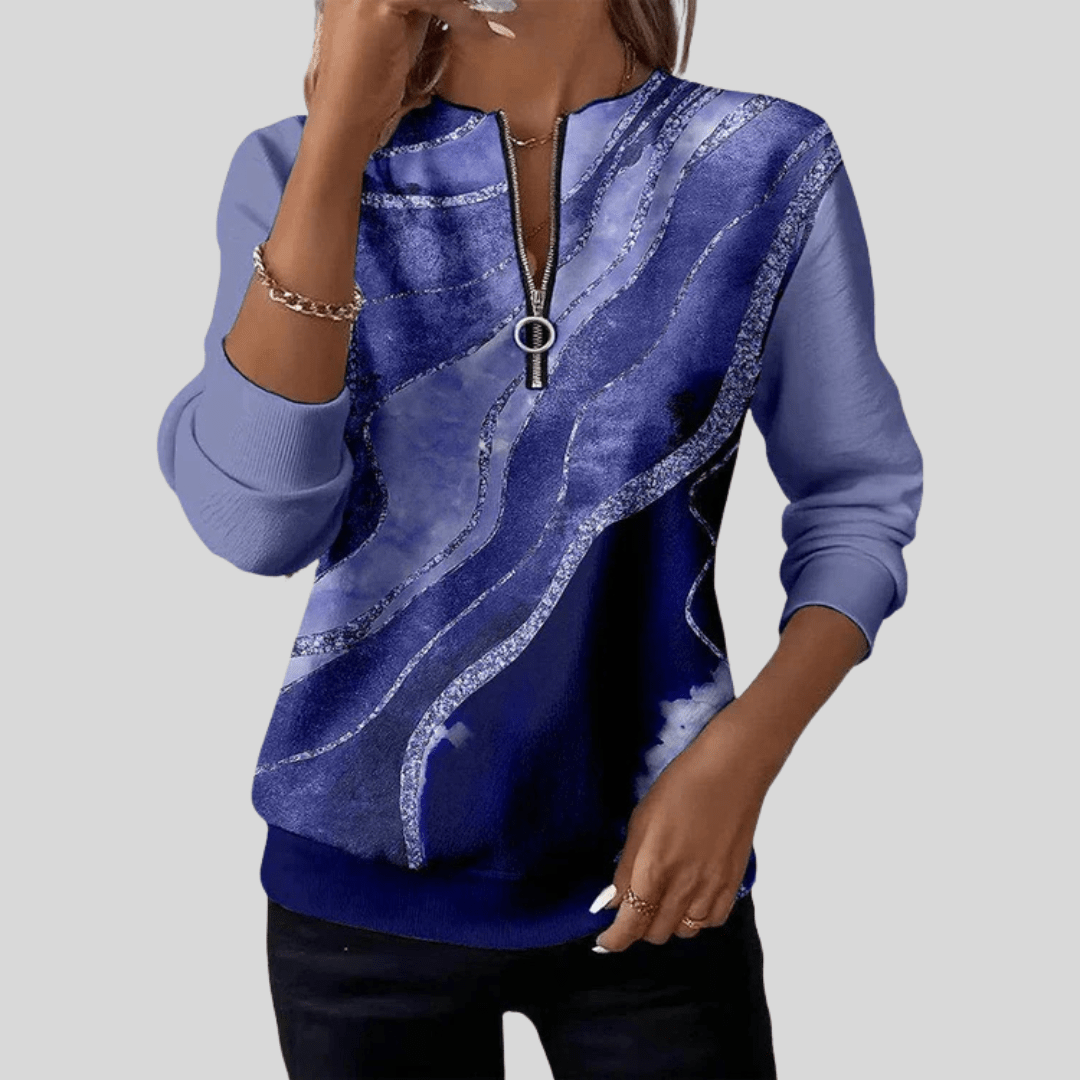 JANE | Half-zip sweatshirt with wave print - My Store