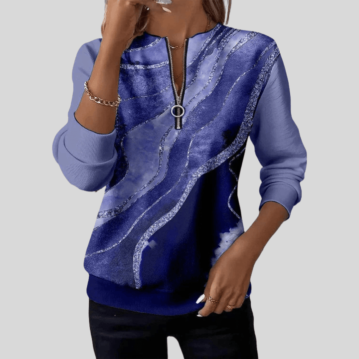 JANE | Half-zip sweatshirt with wave print - My Store