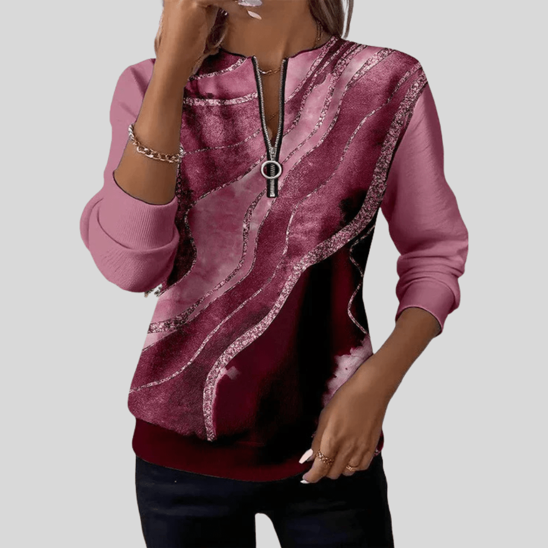 JANE | Half-zip sweatshirt with wave print - My Store
