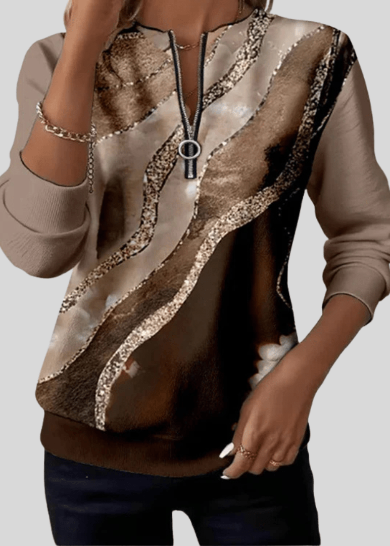 JANE | Half-zip sweatshirt with wave print - My Store