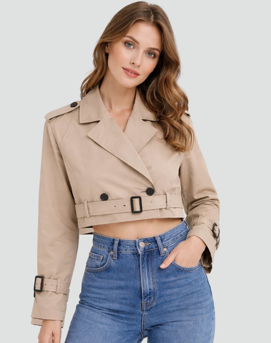 Juliana | Cropped Belted Trench Coat - My Store