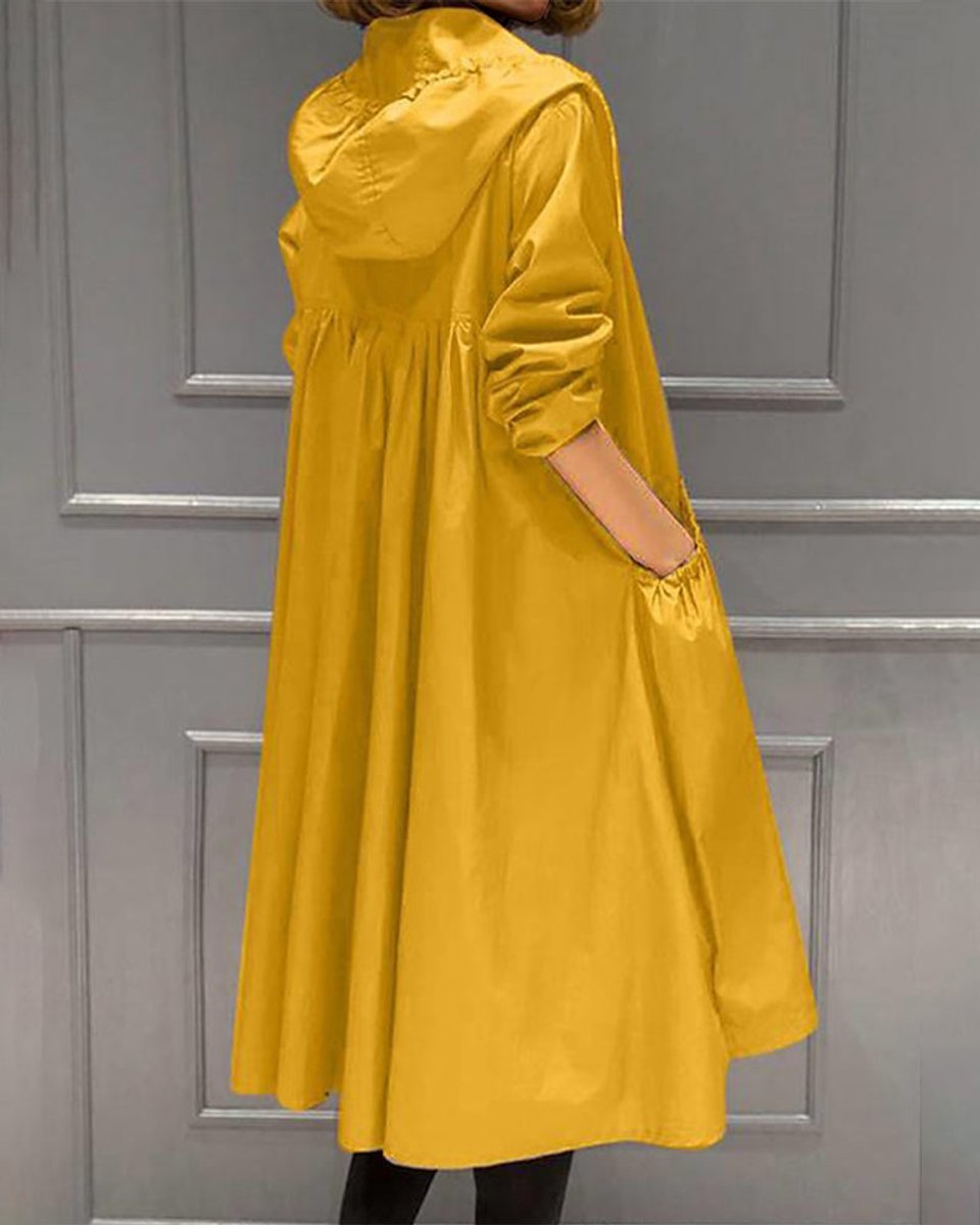 Kathleen | Hooded Zip-Up Long Trench Coat - My Store