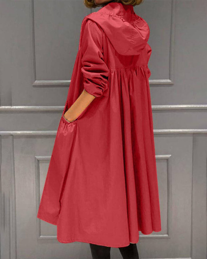 Kathleen | Hooded Zip-Up Long Trench Coat - My Store