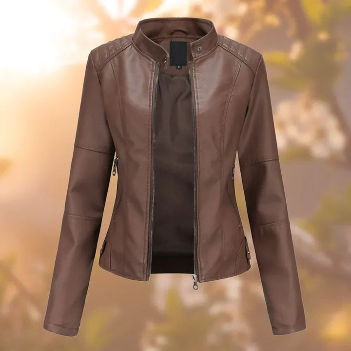 Larissa | Women's Slim-Fit Zip-Up Moto Jacket - My Store
