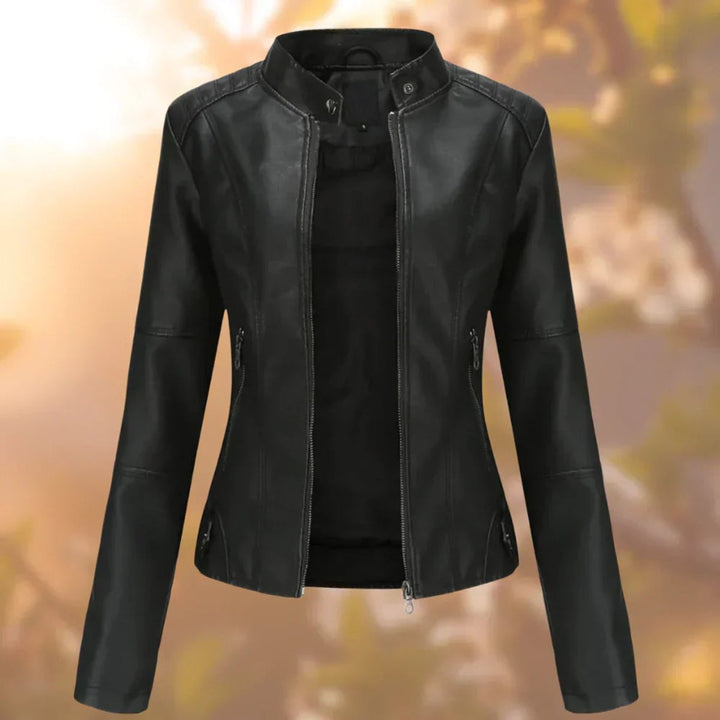 Larissa | Women's Slim-Fit Zip-Up Moto Jacket - My Store