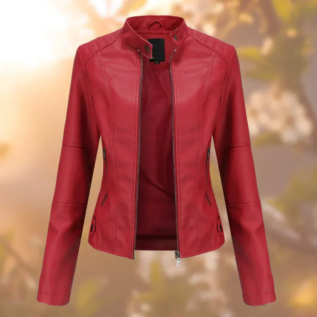 Larissa | Women's Slim-Fit Zip-Up Moto Jacket - My Store