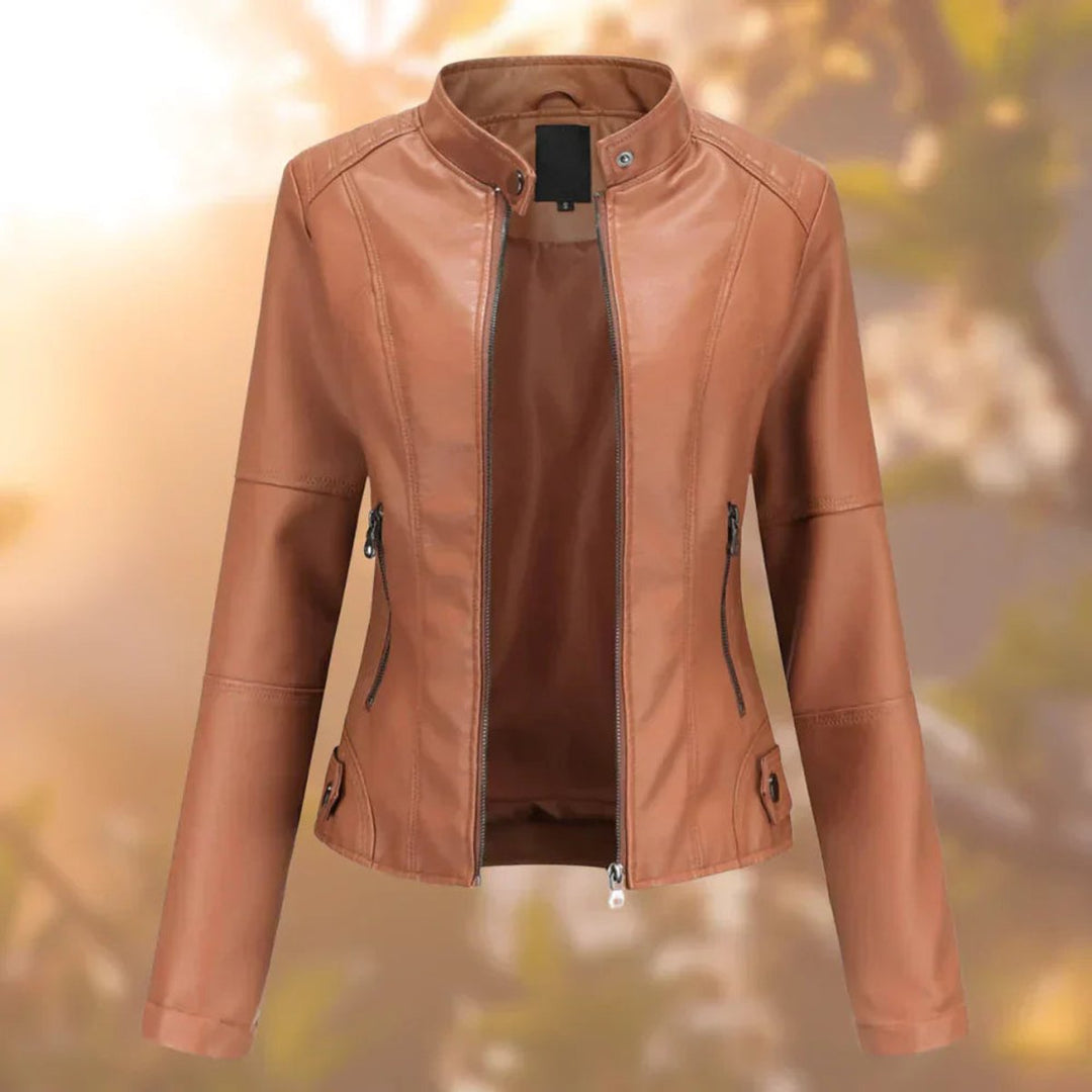 Larissa | Women's Slim-Fit Zip-Up Moto Jacket - My Store