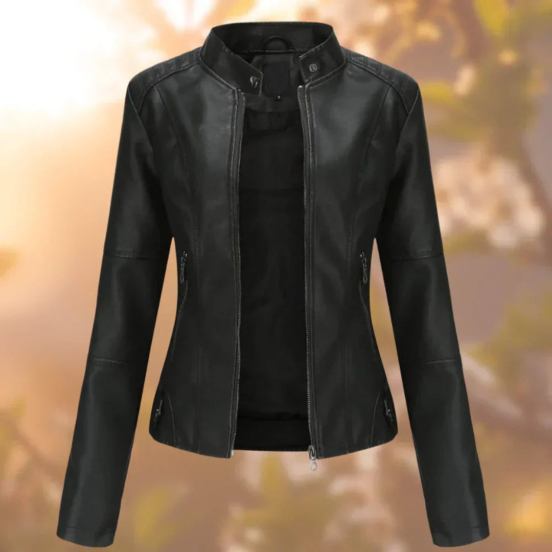 Larissa | Women's Slim-Fit Zip-Up Moto Jacket - My Store