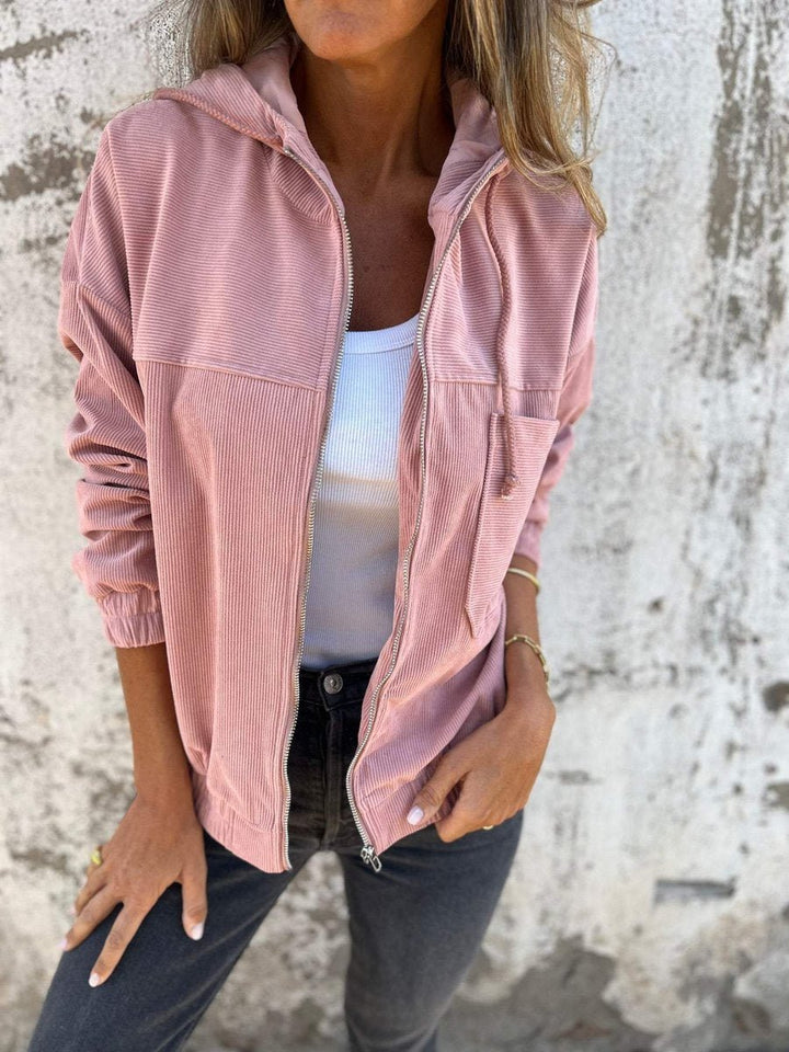 Lauren | Ribbed Zip-Up Hooded Jacket - My Store