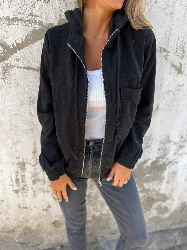 Lauren | Ribbed Zip-Up Hooded Jacket - My Store
