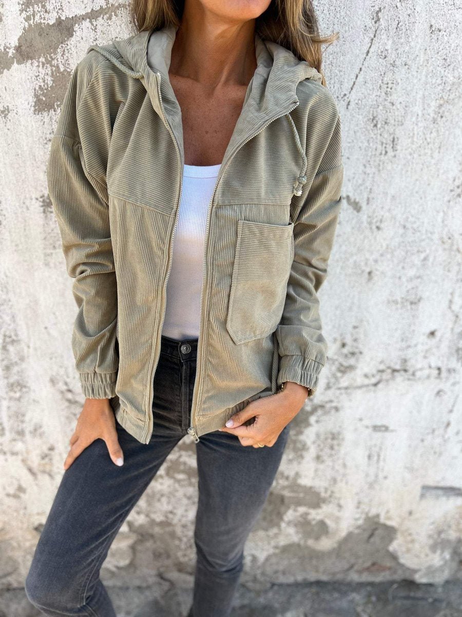 Lauren | Ribbed Zip-Up Hooded Jacket - My Store