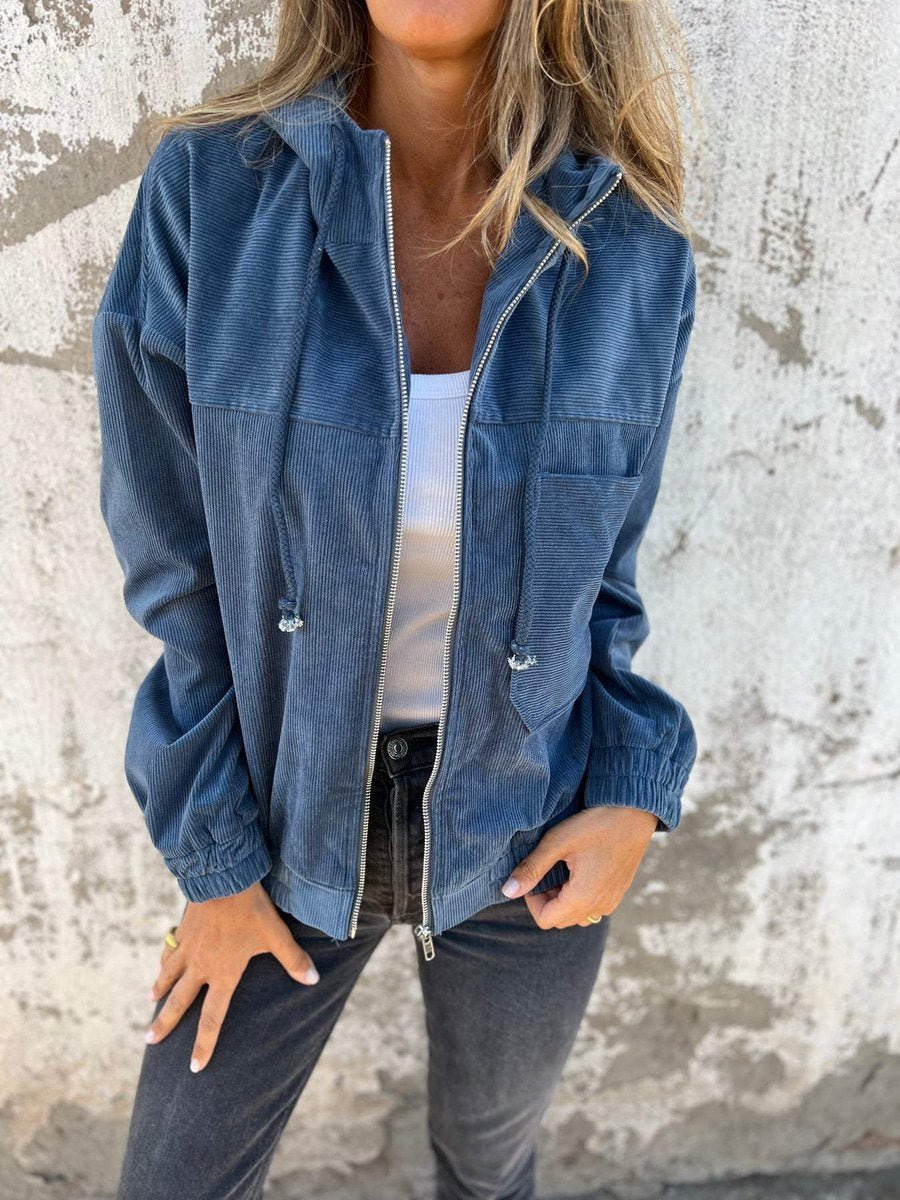 Lauren | Ribbed Zip-Up Hooded Jacket - My Store
