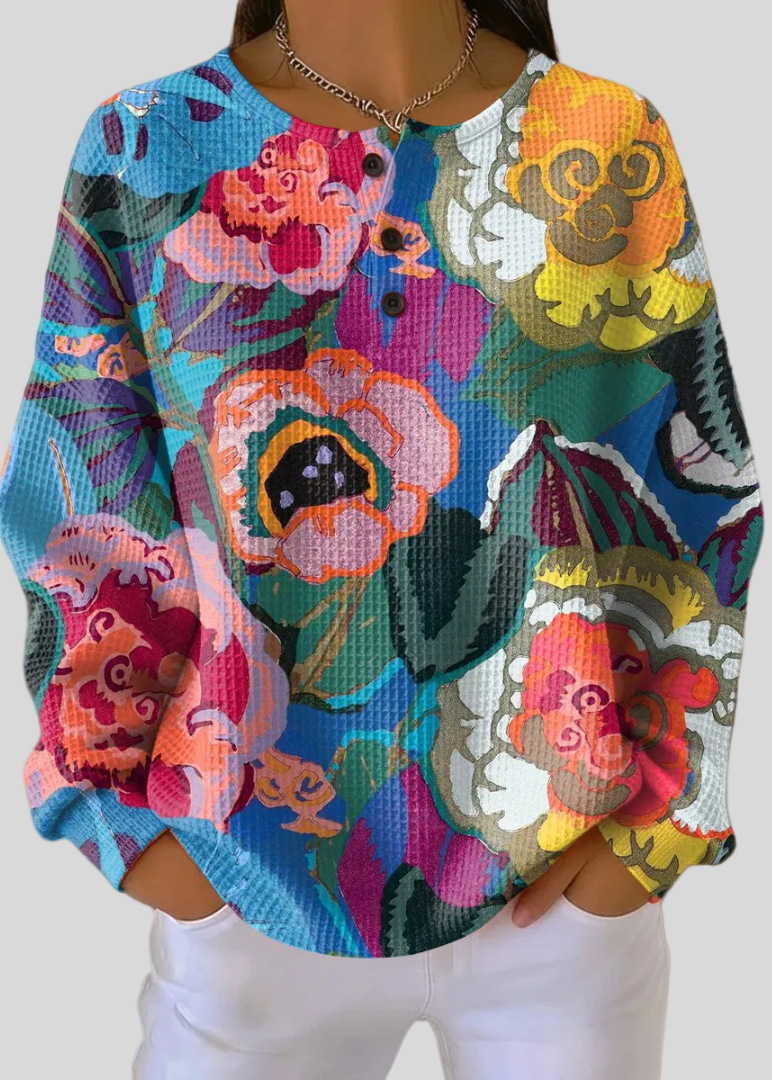 LEAH | Floral waffle-knit sweatshirt - My Store