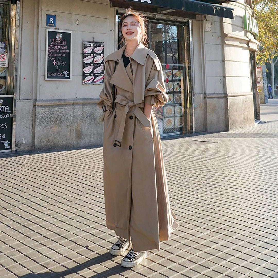 Lena | Oversized Double-Breasted Long Trench Coat - My Store