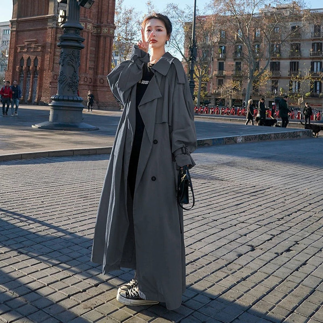 Lena | Oversized Double-Breasted Long Trench Coat - My Store