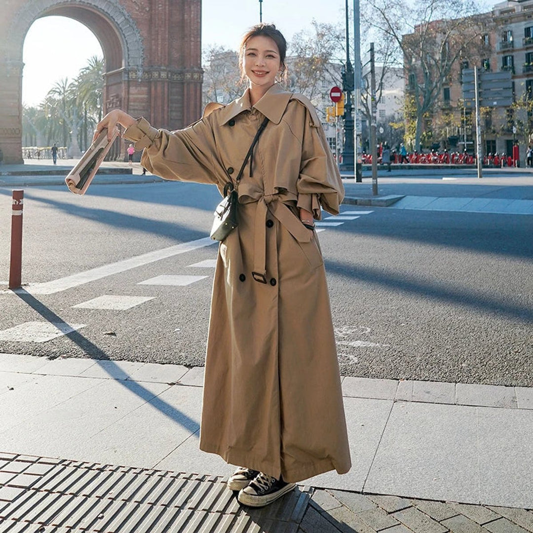 Lena | Oversized Double-Breasted Long Trench Coat - My Store
